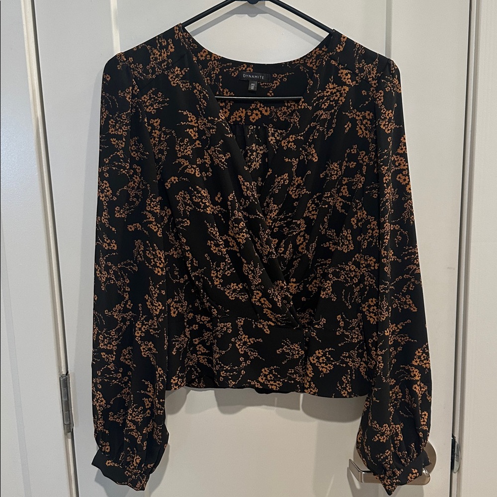 Dynamite Black and Orange Floral Top